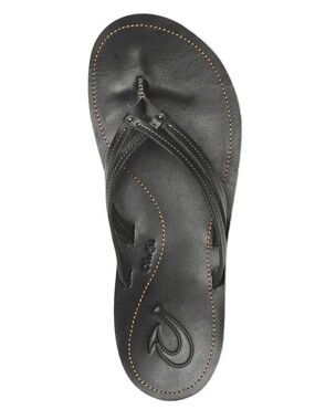 Olukai U'l Sahara W Women's Black Leather Sandals Size 10